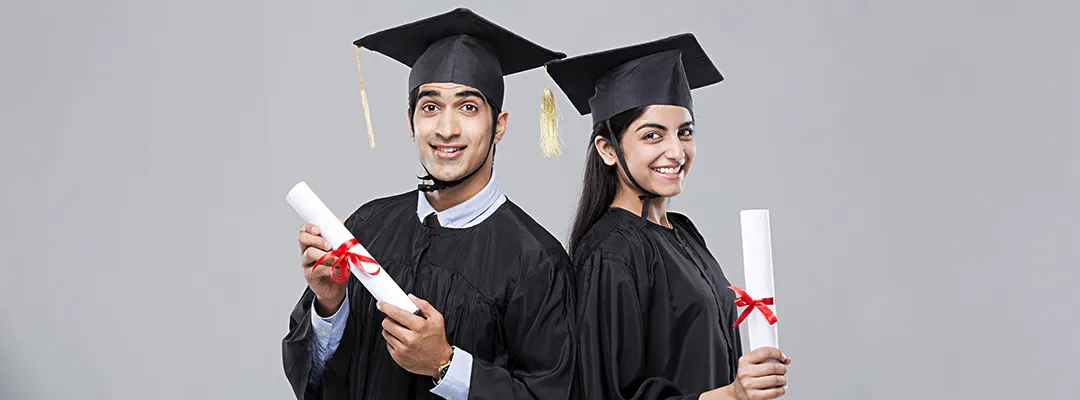Student reviewing education loan documents with a bank advisor